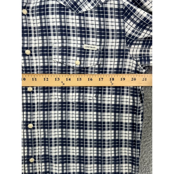 LUCKY BRAND Shirt Womens Medium Windowpane Plaid Flannel Casual Button Up Ladies - Picture 8 of 16